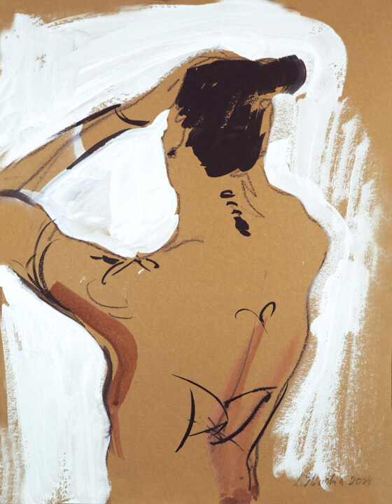 Dessin intitulée "Sketch of a woman's…" par Liudmila Iliuchina, Œuvre d'art originale, Encre