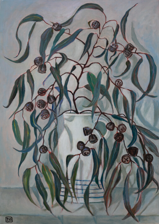 Painting titled "Eucalyptus" by Liudmila Pisliakova, Original Artwork, Oil Mounted on Wood Stretcher frame