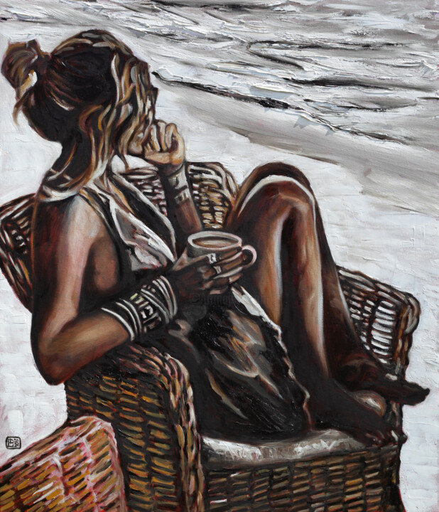 Pintura titulada "Coffee Morning" por Liudmila Pisliakova, Obra de arte original, Oleo Montado en Bastidor de camilla de mad…