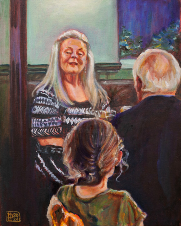 Pintura titulada "Leslie Sings" por Liudmila Pisliakova, Obra de arte original, Oleo Montado en Bastidor de camilla de madera