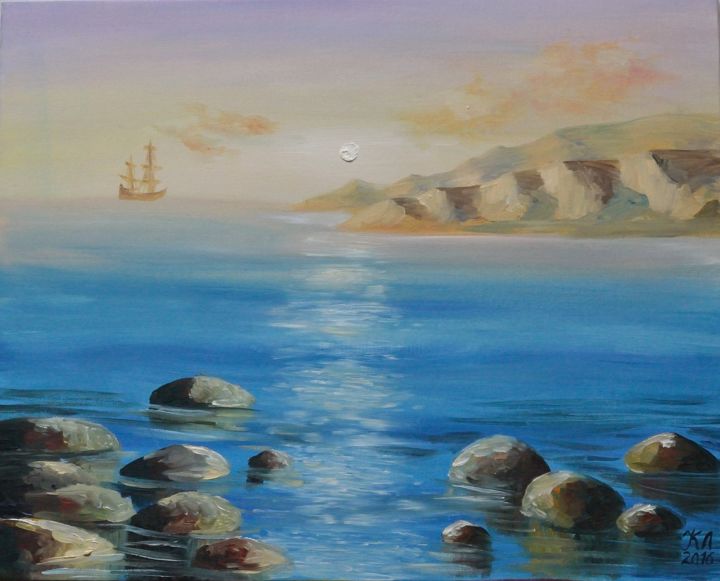 Картина под названием "Морской пейзаж" - Людмила Кузнецова, Подлинное произведение искусства, Масло