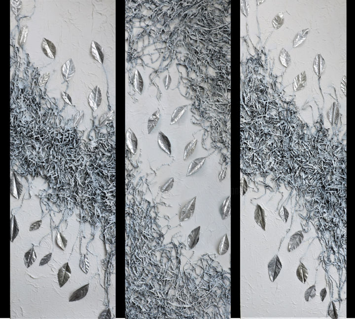 Collages intitulée "Urban natur triptih" par Liudmyla Durante Art & Jewelry, Œuvre d'art originale, Papier