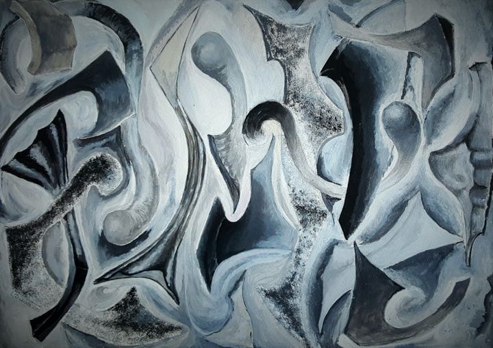 Painting titled "Black and White" by Liudmyla Durante Art & Jewelry, Original Artwork, Acrylic