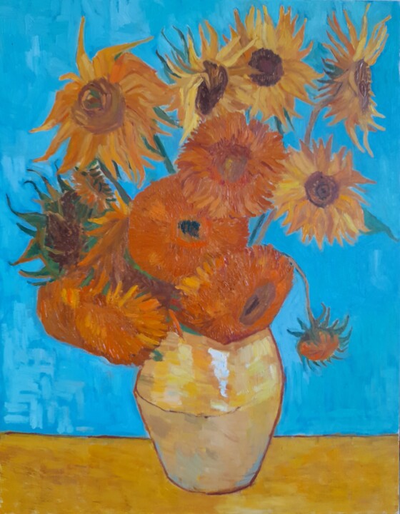 Malarstwo zatytułowany „Sunflowers after Va…” autorstwa Liudmyla Lelechenko, Oryginalna praca, Olej
