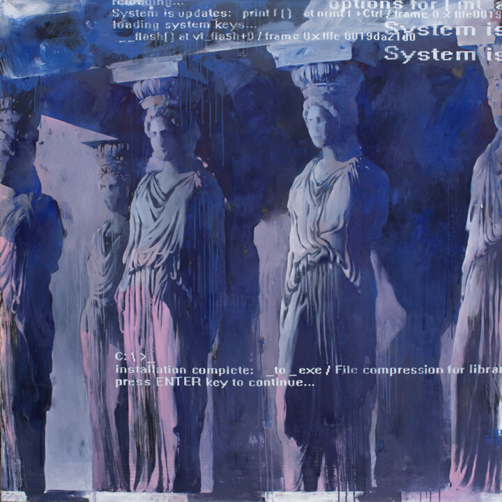 Картина под названием "Caryatids" - Liudmyla Rashtanova, Подлинное произведение искусства, Масло