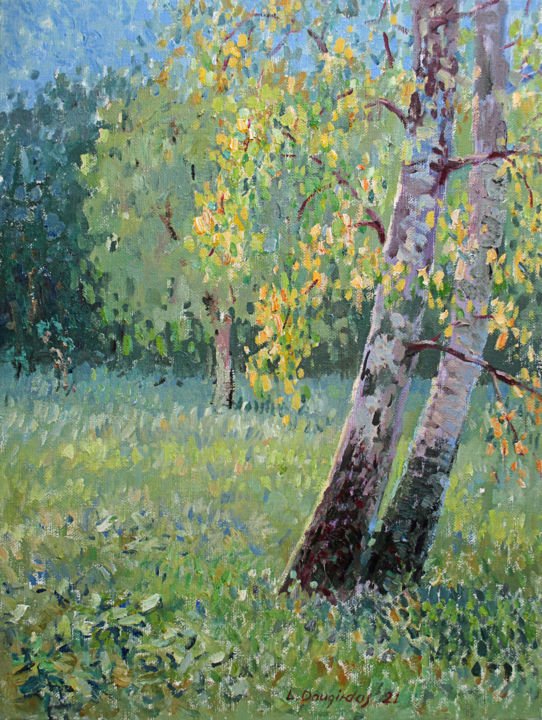 Painting titled "The gold of autumn" by Liudvikas Daugirdas, Original Art, Oil