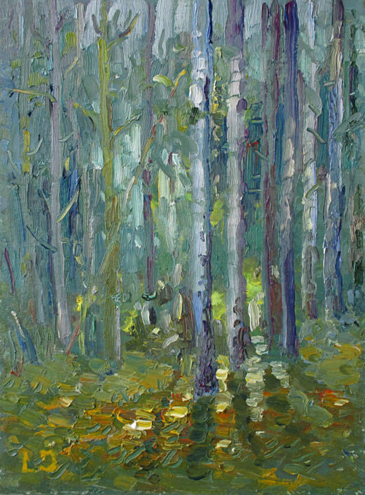Painting titled "In the mystical for…" by Liudvikas Daugirdas, Original Art, Oil