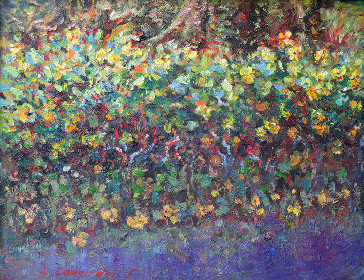 Painting titled "Marsh Marigolds" by Liudvikas Daugirdas, Original Artwork, Oil