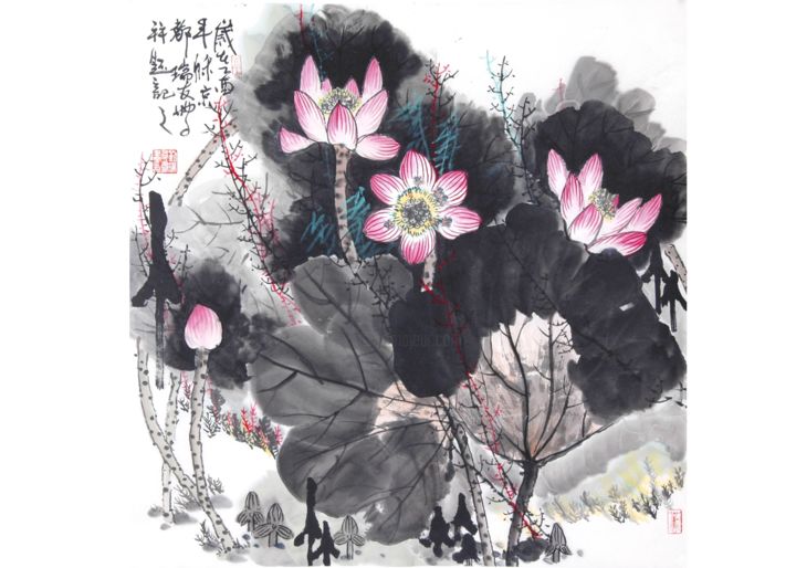 Painting titled "flower-patch.jpg" by Ruiyou Liu, Original Artwork