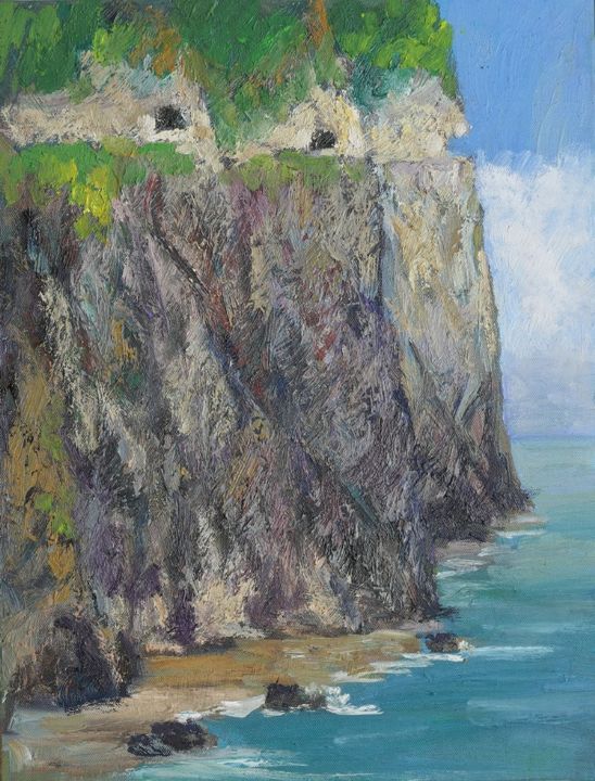 Malarstwo zatytułowany „Qingshui Cliff” autorstwa Yang-Che Liu, Oryginalna praca, Olej