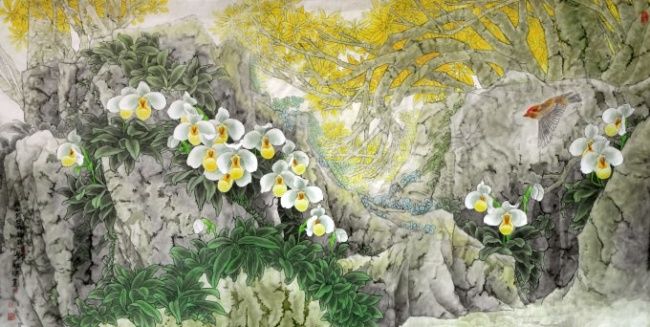Painting titled "秋山夕照林稍头 Autumn suns…" by Yi Tao Yitao Liu Liu Hua Lang Gallery, Original Artwork