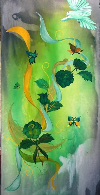 Картина под названием "Green" - Adri Liversage, Подлинное произведение искусства, Масло