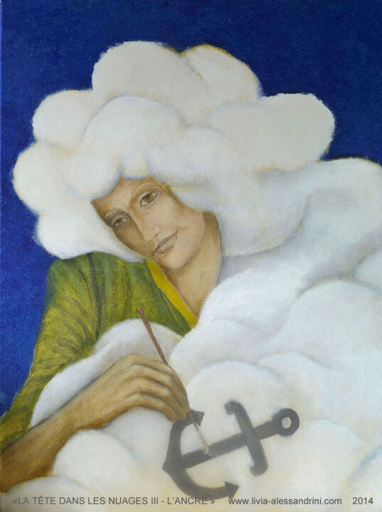 Painting titled "LA TÊTE DANS LES NU…" by Livia Alessandrini, Original Artwork, Acrylic