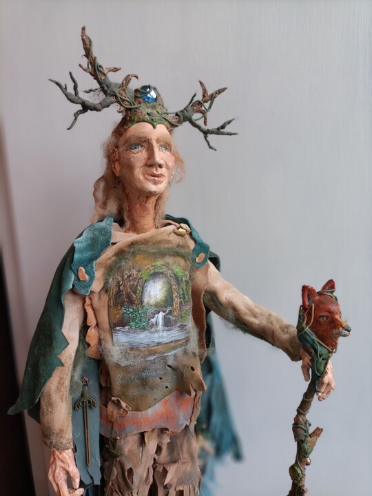 Sculpture intitulée "KALEN,  druida celt…" par Livia Canzi, Œuvre d'art originale, Pâte polymère