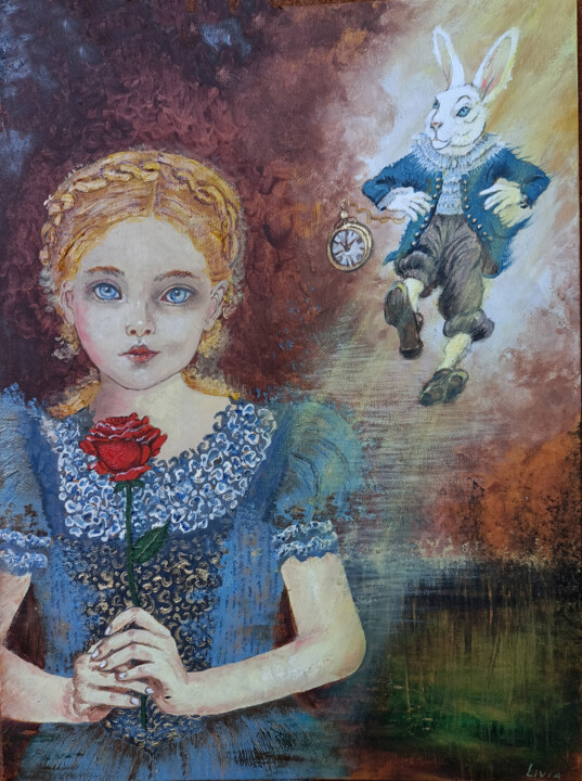 Schilderij getiteld "Il sogno  di Alice" door Livia Canzi, Origineel Kunstwerk, Olie