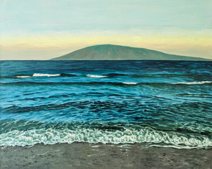 Pintura titulada "The Sea and the Mou…" por Livia Doina Stanciu, Obra de arte original, Oleo Montado en Cartulina