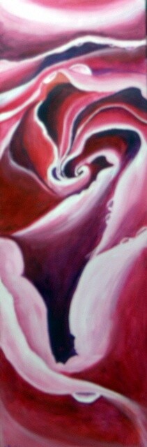 Painting titled "coeur de rose" by Lise Vial, Original Artwork