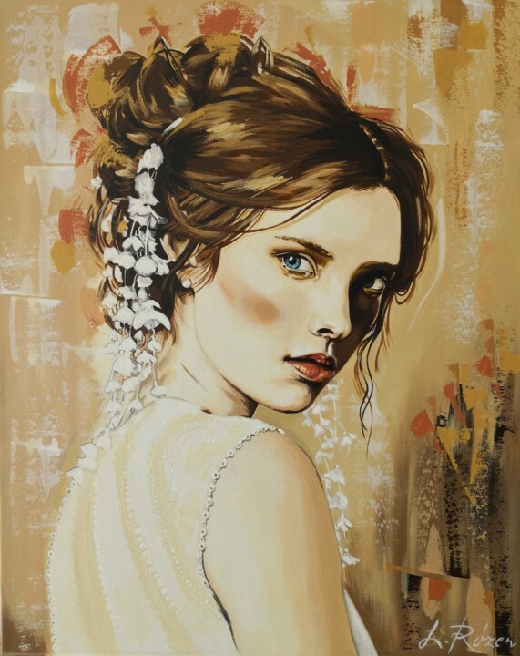 Malarstwo zatytułowany „The girl's face 20/1” autorstwa Livien Rózen, Oryginalna praca, Akryl