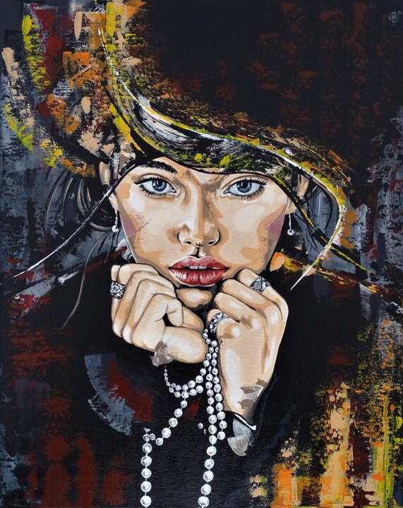 Картина под названием "The girl's face 20/9" - Livien Rózen, Подлинное произведение искусства, Акрил