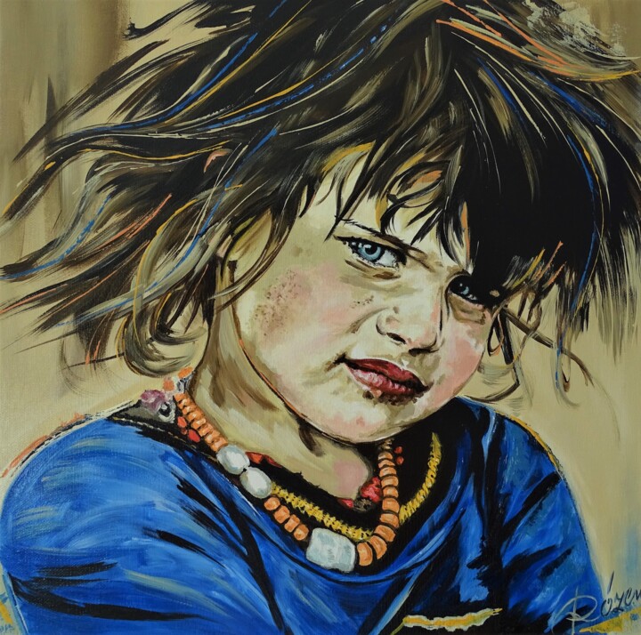 Malerei mit dem Titel "Gutter Boy" von Livien Rózen, Original-Kunstwerk, Acryl