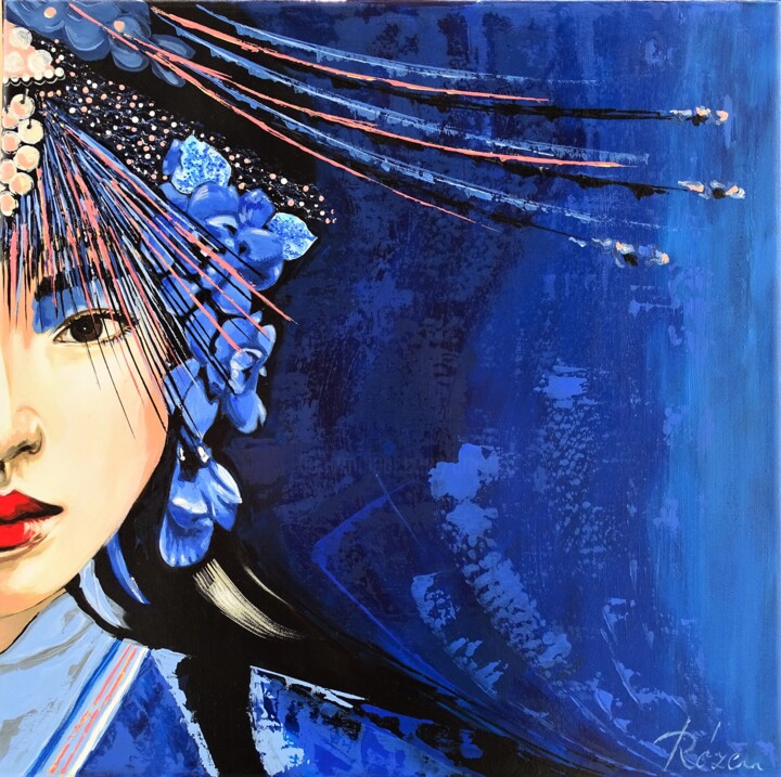Pintura titulada "Blue moment" por Livien Rózen, Obra de arte original, Acrílico