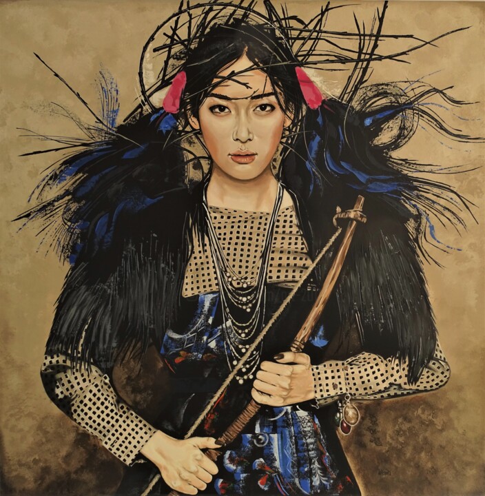 Картина под названием "Amazing warrior" - Livien Rózen, Подлинное произведение искусства, Акрил