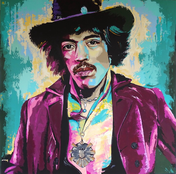 Malarstwo zatytułowany „Jimi Hendrix” autorstwa Livien Rózen, Oryginalna praca, Akryl