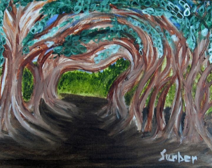 Peinture intitulée "tree-tunnel.jpg" par Suzanne Surber, Œuvre d'art originale