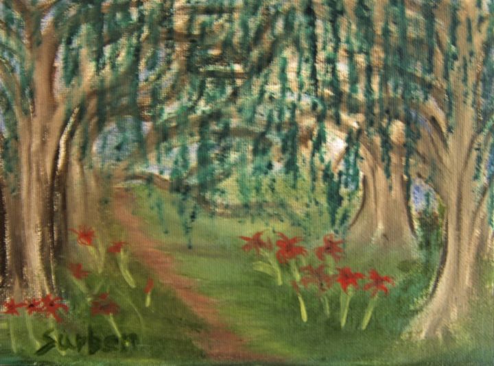 Картина под названием "spring-trail.jpg" - Suzanne Surber, Подлинное произведение искусства