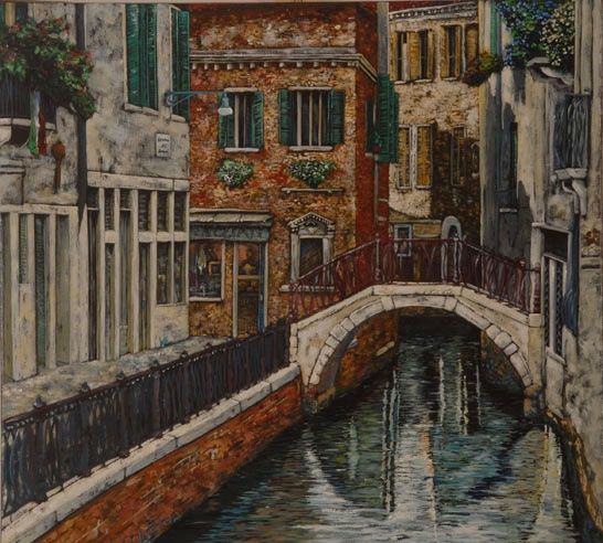 Painting titled "ponticello a venezia" by Si G.Livoti, Original Artwork