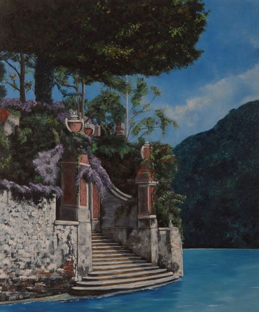Painting titled "entrata sul lago" by Si G.Livoti, Original Artwork