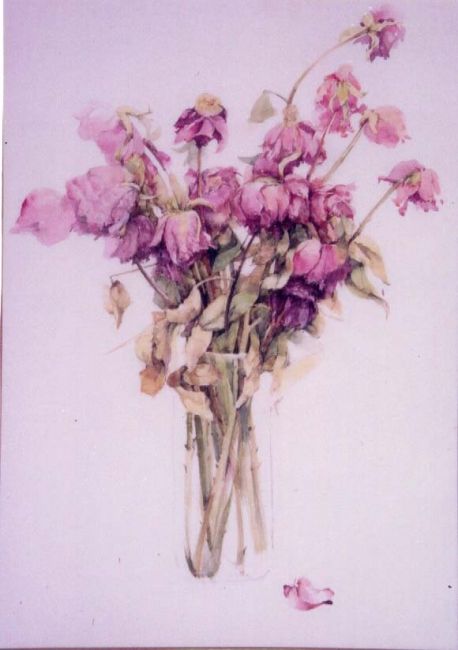 Pittura intitolato "干玫瑰(Dry roses)" da Wei Li, Opera d'arte originale, Olio