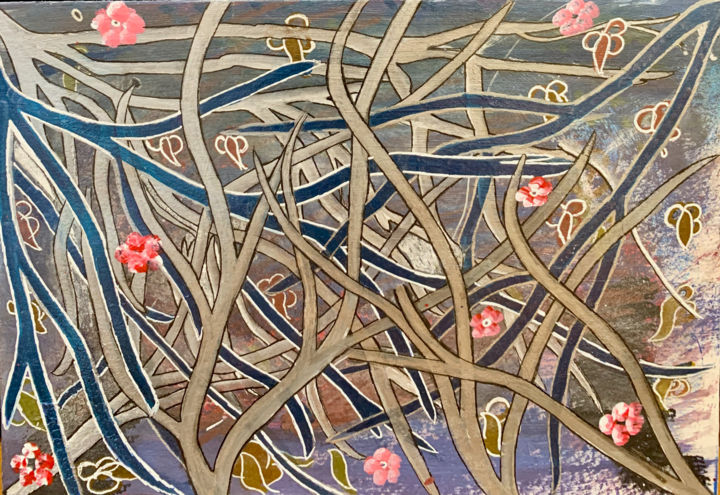 Рисунок под названием "twisting branches" - Shivani, Подлинное произведение искусства, Акрил