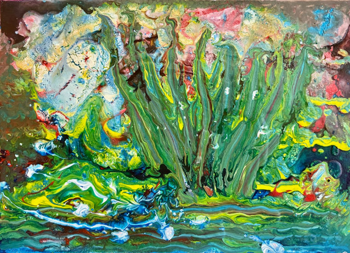 Pittura intitolato "little pond" da Shivani, Opera d'arte originale, Acrilico