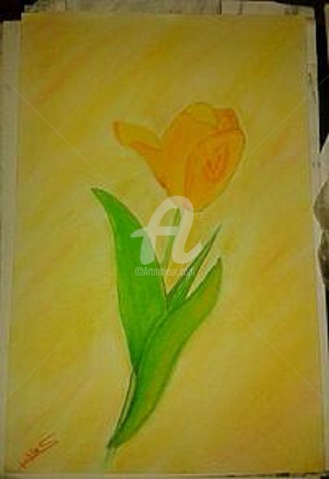 Rysunek zatytułowany „Tulipe” autorstwa Liz' Artist, Oryginalna praca, Pastel