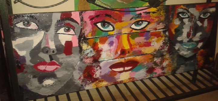 Painting titled "Visages au féminin" by Liz' Artist, Original Artwork, Acrylic