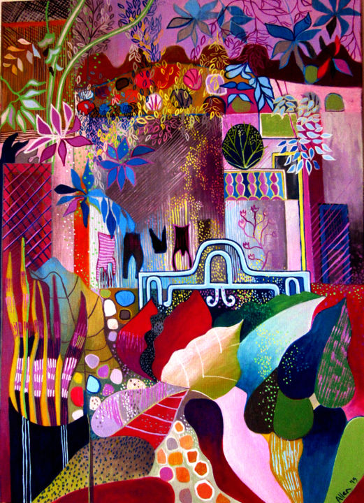 Pintura titulada "The Old Courtyard,…" por Liz Allen, Obra de arte original, Acrílico