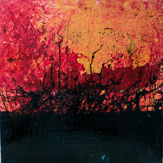 Peinture intitulée "Le Feu dans la Forêt" par Liza Alburquerque, Œuvre d'art originale, Acrylique