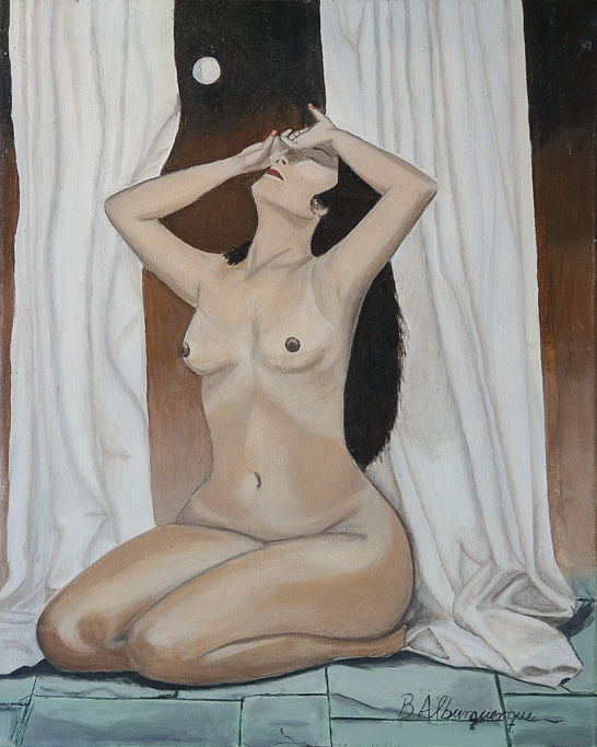 Картина под названием "Le Regret" - Liza Alburquerque, Подлинное произведение искусства, Масло