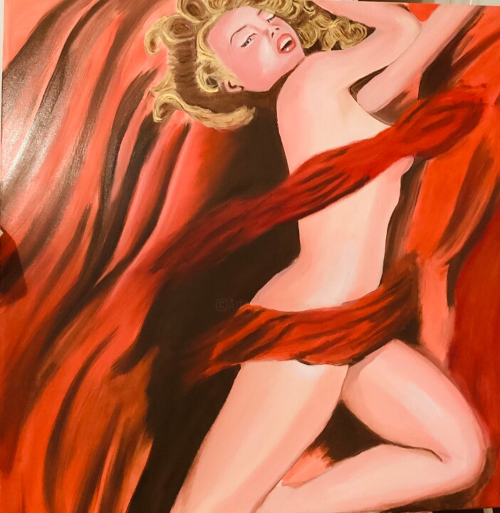 Peinture intitulée "Marilyn" par Liza Alburquerque, Œuvre d'art originale, Huile Monté sur Châssis en bois