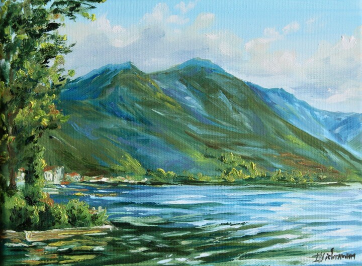 Peinture intitulée "Lake Como" par Liza Illichmann, Œuvre d'art originale, Huile Monté sur Châssis en bois
