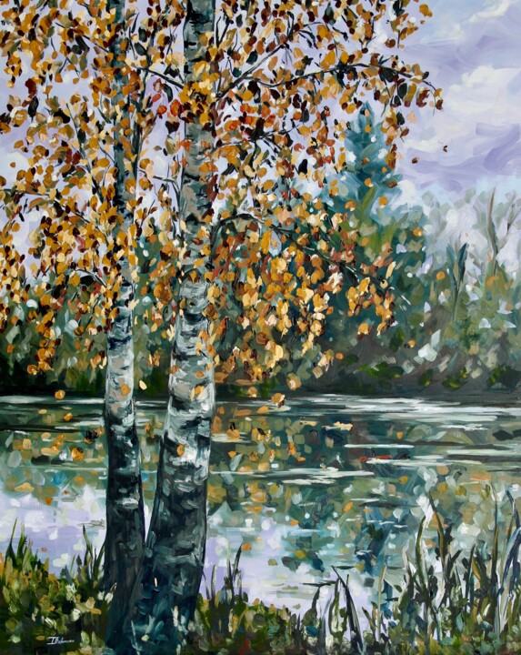 Painting titled "Autumn's Call" by Liza Illichmann, Original Artwork, Oil Mounted on Wood Stretcher frame