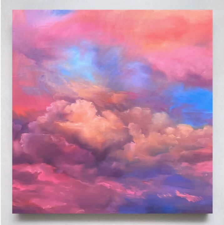 Pittura intitolato "Colorful sky" da Liza Orlovska, Opera d'arte originale, Olio