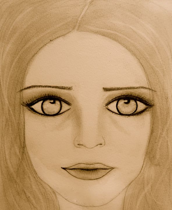 Drawing titled "Anxiety, portrait" by Liza Peninon, Original Artwork, Pencil