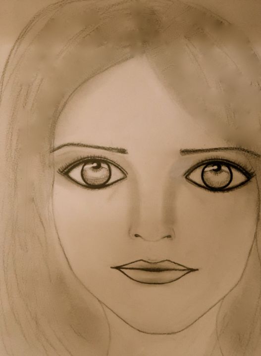 Drawing titled "Vague, portrait ( p…" by Liza Peninon, Original Artwork, Pencil