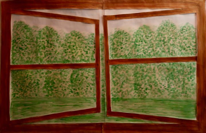 Картина под названием "Through a window" - Liza Peninon, Подлинное произведение искусства, Акварель