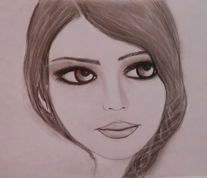 Drawing titled "The Look 2" by Liza Peninon, Original Artwork, Pencil