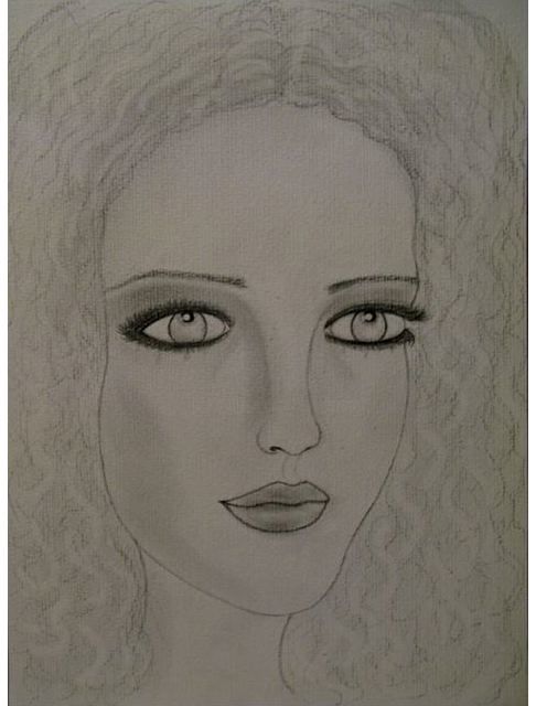 Drawing titled "Aurore, portrait" by Liza Peninon, Original Artwork, Pencil