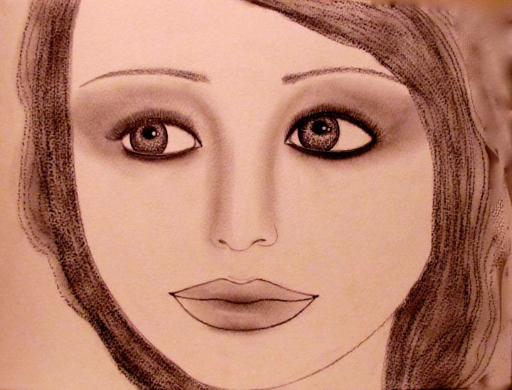 Drawing titled "Sweet Angel, portra…" by Liza Peninon, Original Artwork, Charcoal