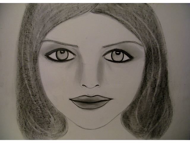 Drawing titled "Aurélie, portrait (…" by Liza Peninon, Original Artwork, Charcoal